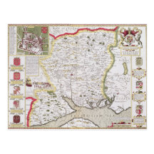 Hantshire, graviert von Jodocus Hondius Postkarte