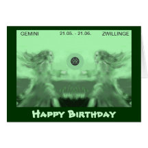 happy birthday --zodiac - Zwillinge Grußkarte
