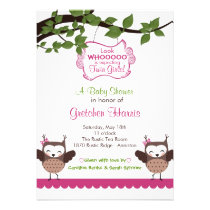 Happy Hoot Owl Twin Girl Baby Shower Invitations einladungen