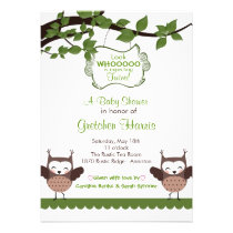 Happy Hoot Owl Twins Baby Shower Invitations einladungen