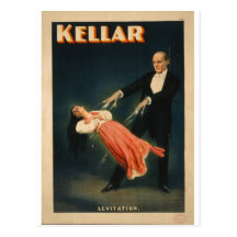 Harry Kellar führt Magie der Levitations-1895 durc Postkarte