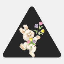 Häschen mit Blumen-Cartoon Sticker
