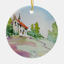 Haus auf der Hügel-Verzierung Weihnachtsbaum Ornament