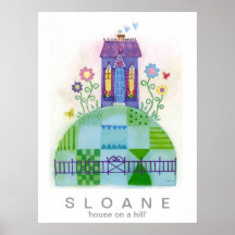 Haus auf einem Hügel Plakat