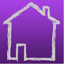 Haus-Skizze. Grau und Purpur Photoskulpturen