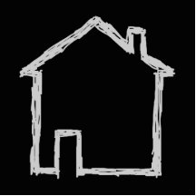 Haus-Skizze. Grau und Schwarzes Fotoausschnitt