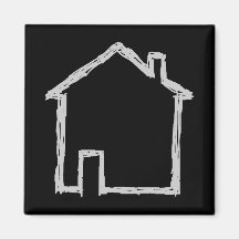 Haus-Skizze. Grau und Schwarzes Kühlschrankmagnete