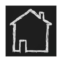Haus-Skizze. Grau und Schwarzes Gespannter Galeriedruck