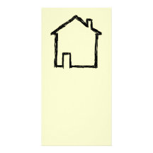 Haus-Skizze. Schwarzes und Creme Bilderkarten