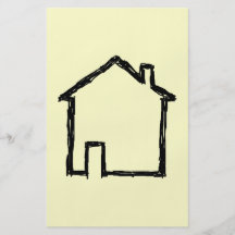Haus-Skizze. Schwarzes und Creme Personalisierte Flyer