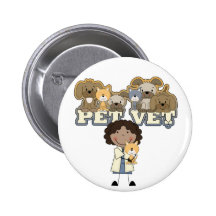 Haustier-Tierarzt OM weibliche T-Shirts und Gesche Anstecknadelbuttons