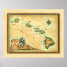 Hawaii-Karte, Größen 1 Posterdrucke