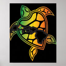 Hawaii-Reggae-Grün-Meeresschildkröte Plakatdruck