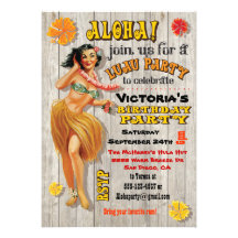 Hawaiian Luau Birthday Party Invitations