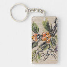 Hawaiian Tropical Loquat Fruit Art Keychain