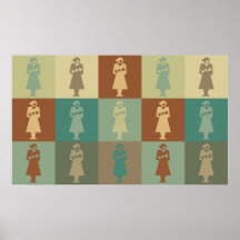 Hebamme-Pop-Kunst Plakat