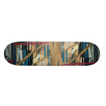 Heftige Vorhänge, gemischte Medien, Collage auf Pa Skate Board