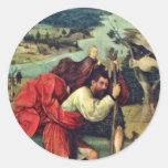 Heiliger Christophorus. Durch Hieronymus Bosch (be Runder Aufkleber