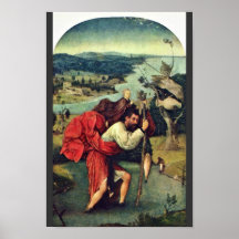 Heiliger Christophorus. Durch Hieronymus Bosch (be Posterdruck