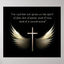 Heiliger Geist Flügel mit Kreuz-und Schrifts-Vers Plakat