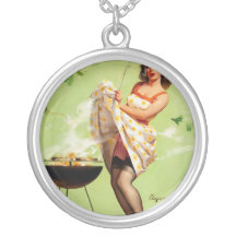 Heiße Grill-Zeit - Retro Pin herauf Mädchen Halskette