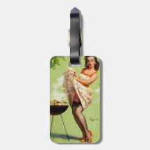 Heiße Grill-Zeit - Retro Pin herauf Mädchen Kofferanhängern