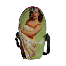 Heiße Grill-Zeit - Retro Pin herauf Mädchen Kuriertasche