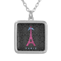 Heißes Rosa-Eiffel-Turm im Imitat-Glitter Amulett