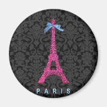 Heißes Rosa-Eiffel-Turm im Imitat-Glitter Kühlschrankmagnete
