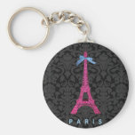 Heißes Rosa-Eiffel-Turm im Imitat-Glitter Schlüsselanhänger