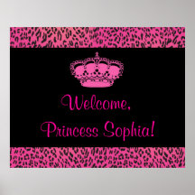 Heißes Rosa-Leopard-Prinzen Party Banner Posterdruck