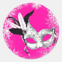 Heißes Rosa-Maskerade-Party-Aufkleber