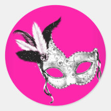 Heißes Rosa-Maskerade-Party-Aufkleber
