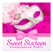 Heißes Rosa-Maskerade-Party Einladungen