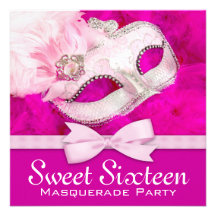Heißes Rosa-Maskerade-Party Einladungen