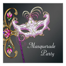 Heißes Rosa-pinkfarbenes rosa schwarzes Maskerade- Ankündigungen