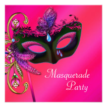 Heißes Rosa-pinkfarbenes schwarzes Goldmaskerade-P Individuelle Ankündigung