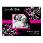 Heißes Rosa-und Schwarz-Save the Date Foto-Postkar