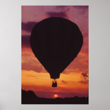 Heißluft-Ballon u. Sonnenuntergang - Plakate
