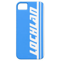Hellblauer u. weißer Streifensport iphone 5 Namens iPhone 5 Etuis