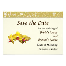 Helle gelbe Phalaenopsis-Orchideen Save the Date Personalisierte Ankündigungskarte
