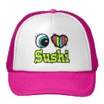 Helle Liebe-Sushi des Augen-Herz-I Baseball Kappen
