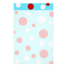 Heller aquamariner Türkis-rotes weißes Polka-Punkt Personalisiertes Druckpapier