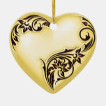 Hellgelbes w Schwarzes der Herz-Rolle- Ornament