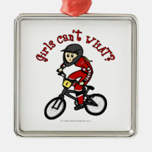 Hellrote Mädchen BMX Weihnachtsornament