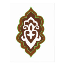 Hennastrauch-Arabeske-Grün Postkarte