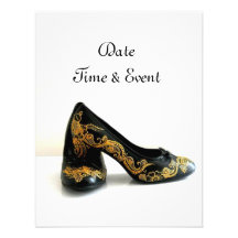 Hennastrauch-GoldMehndi Schuhe Ankündigungskarte
