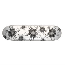 Hennastrauch-inspirierte gewundene Blumen (Schwarz Skateboardbrett