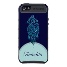 Hennastrauch-Pfau (blau) (Monogramm)
