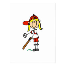 Herauf an Schläger-Mädchen-Baseball-Spieler-T-Shir Postkarte